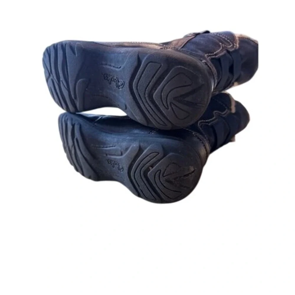 Navy Blue Suede Mid-Calf Winter Boots Faux Fur Lined Zipper‎ Detail Womens